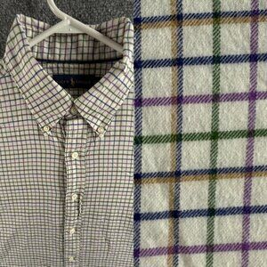 Ralph Lauren Lightweight Soft Flannel Button Up Shirt Colorful Purple Large
